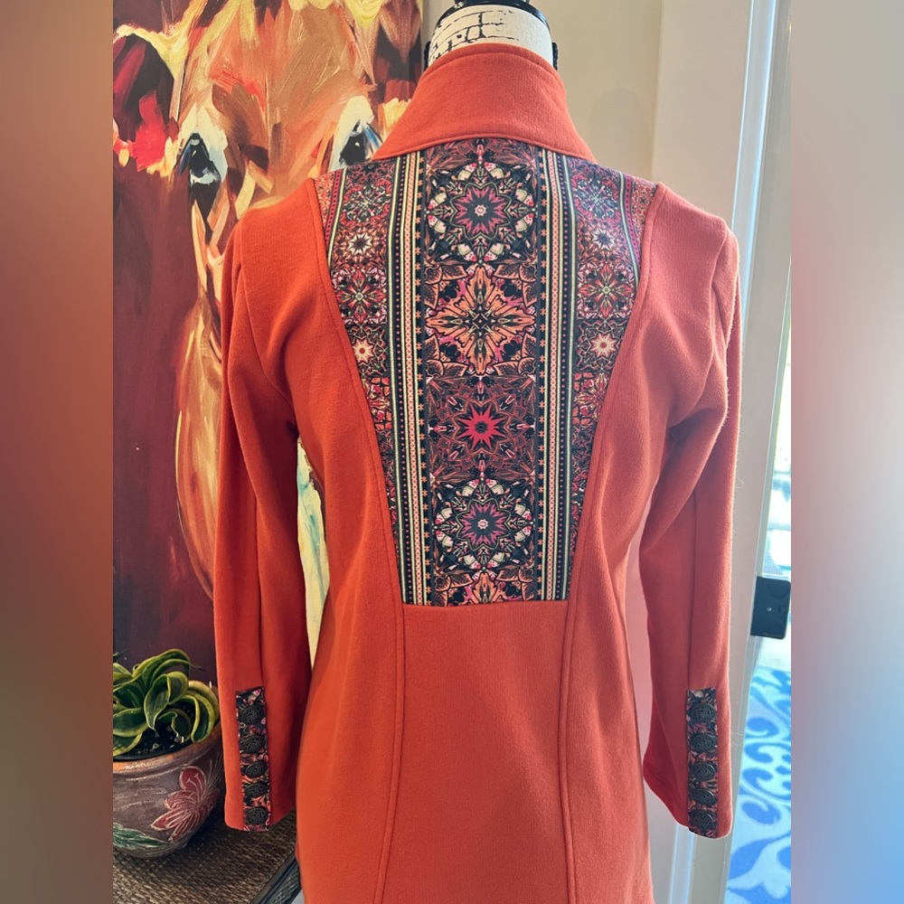 Soft Surroundings Nuance Orange Jacket with Tapestry Accent and Filigree Button - Picture 10 of 16